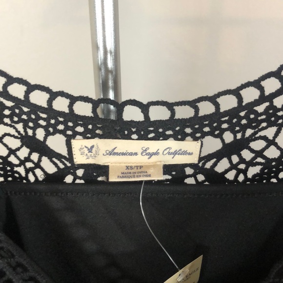 NWT American Eagle XS black crocheted shift dress - Picture 7 of 9